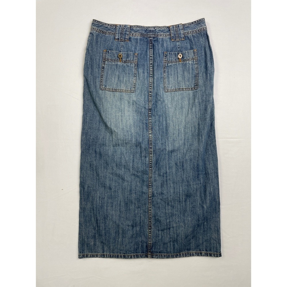 TINT Denim Maxi Skirt Womens 12 Medium Wash Long Utility Y2K Coquette Minimalist - Picture 10 of 10
